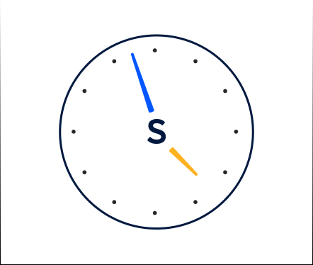 icon of analog clock overlaid week calendar